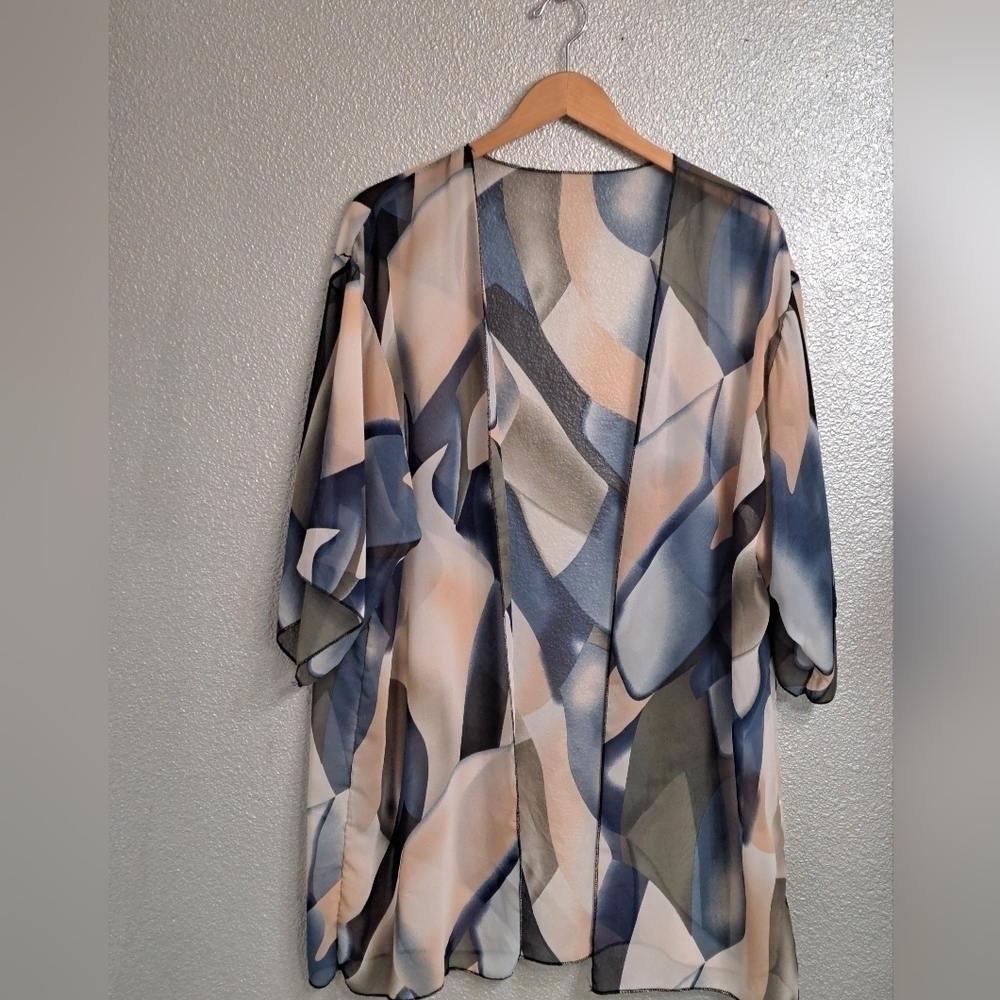 Multi Color Geometric Patterned Kimono Osfm - image 1